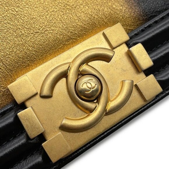 CHANEL Boy Chanel ChainShoulder Size Small Leather Black/Gold A67085 - Picture 9 of 14